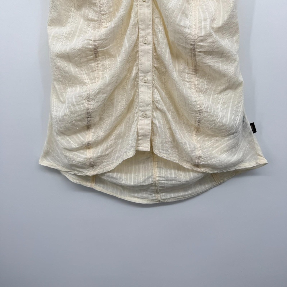 Vintage Kuhl Top Shirt Blouse Size Large Ruched Button Up Quiet Luxury Neutral - Picture 6 of 14